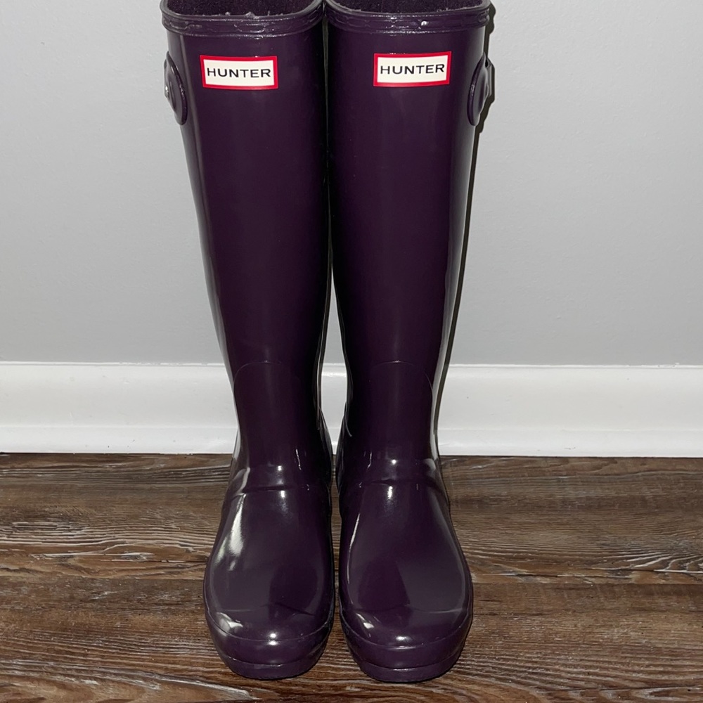 Purple Hunter rain boots. Size 7